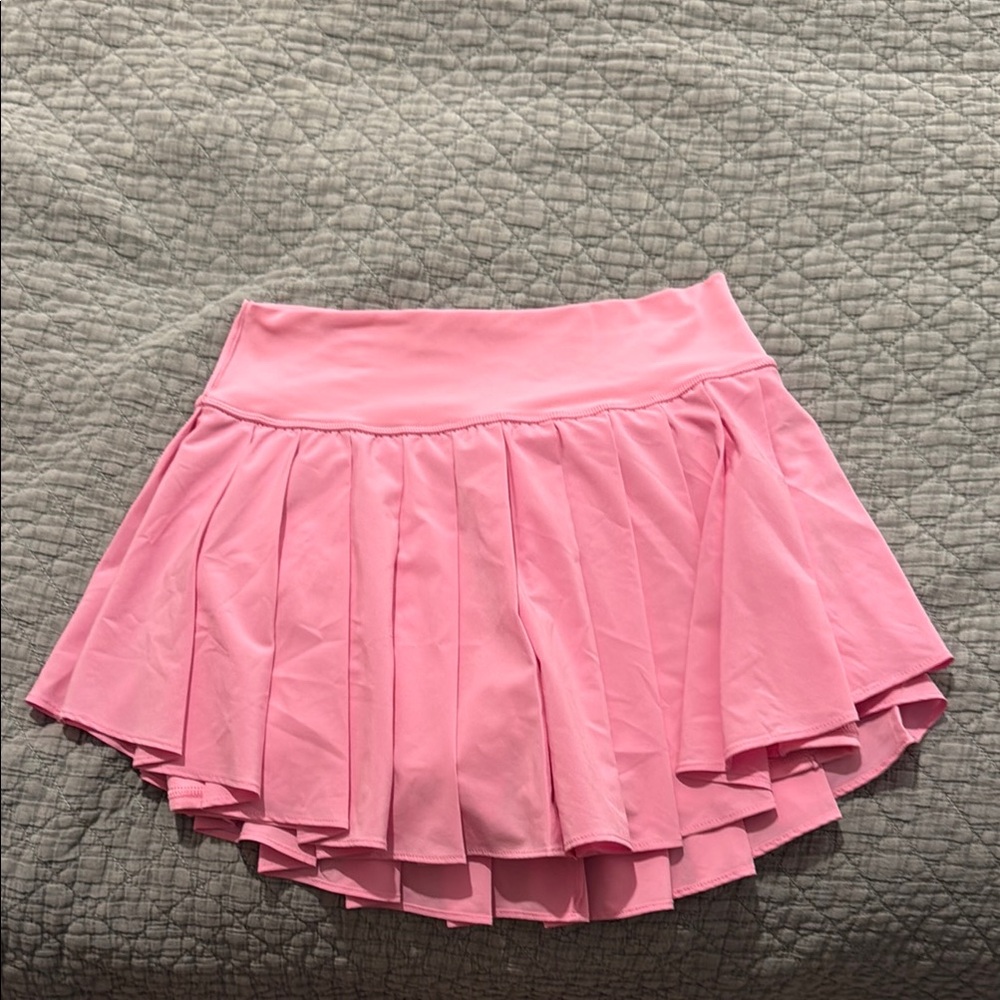 Aerie Pink Skater Mini Skirt with Pleated Tiers